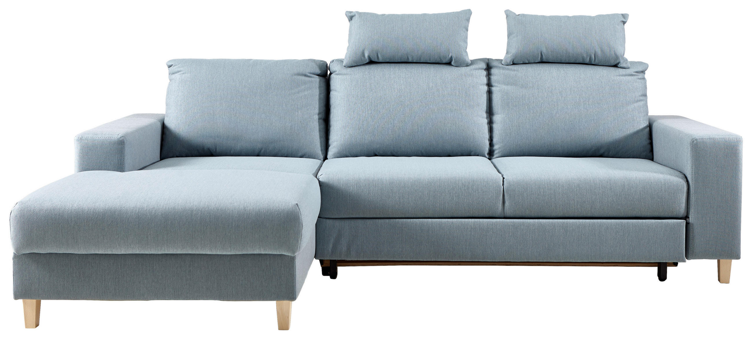 ECKSOFA Hellblau Webstoff  - Buchefarben/Hellblau, Design, Holz/Textil (160/260cm) - Ti'me