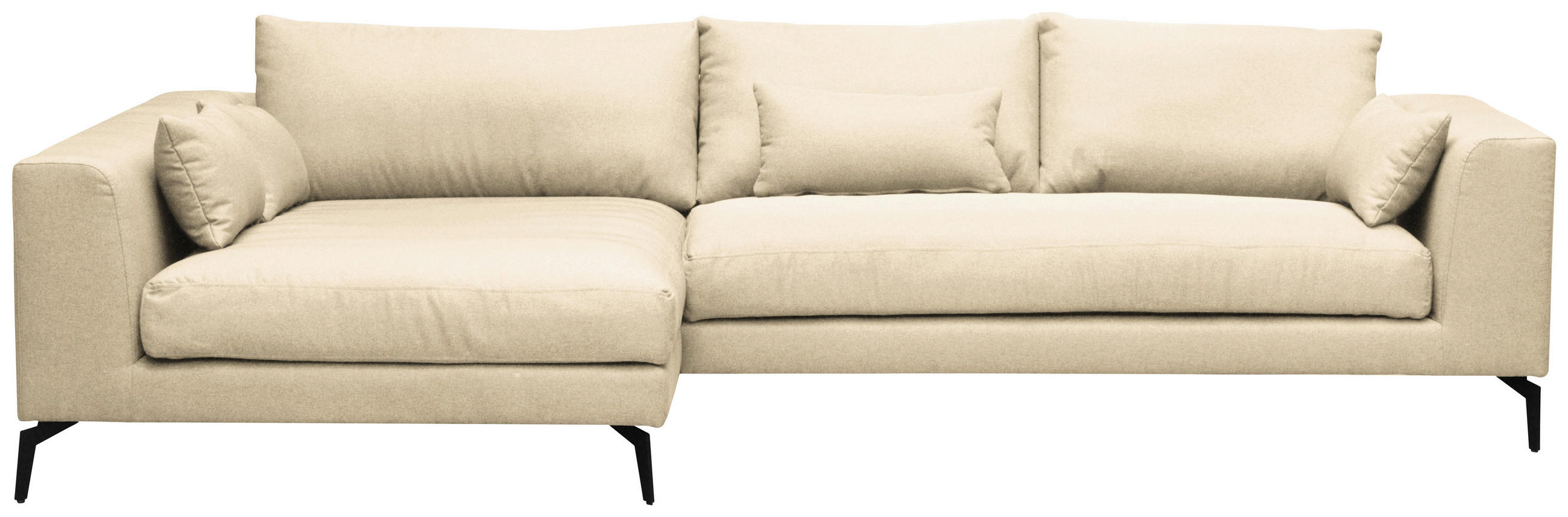 ECKSOFA Creme Webstoff  - Creme/Schwarz, Design, Textil/Metall (172/313cm) - Livetastic