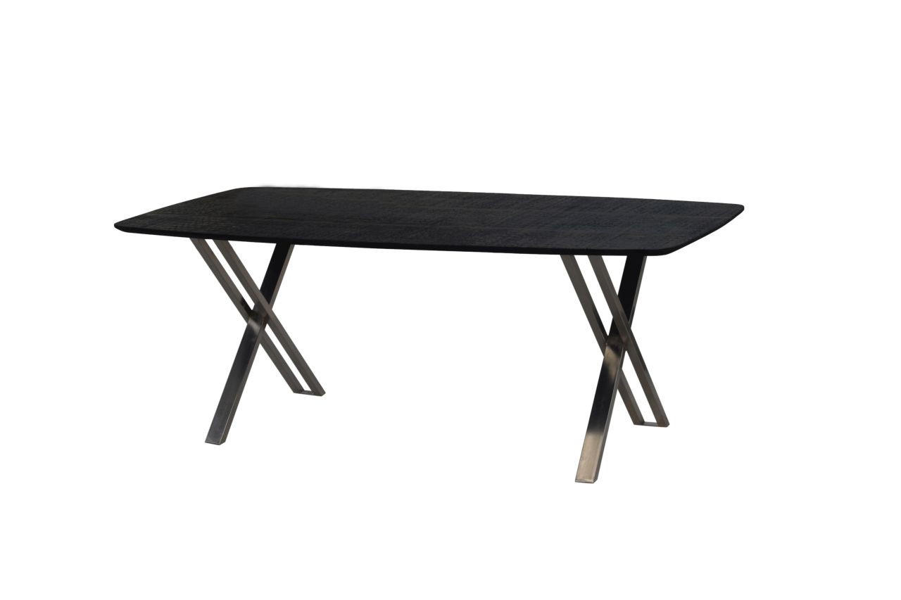 TRPEZARIJSKI STO  crna, boja nikla   - boja nikla/crna, Prirodno, drvo/metal (200/76/102cm) - Landscape