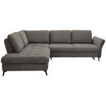 ECKSOFA in Flachgewebe Greige  233/288 cm  - Greige/Schwarz, Natur, Textil/Metall (233/288cm) - Valnatura