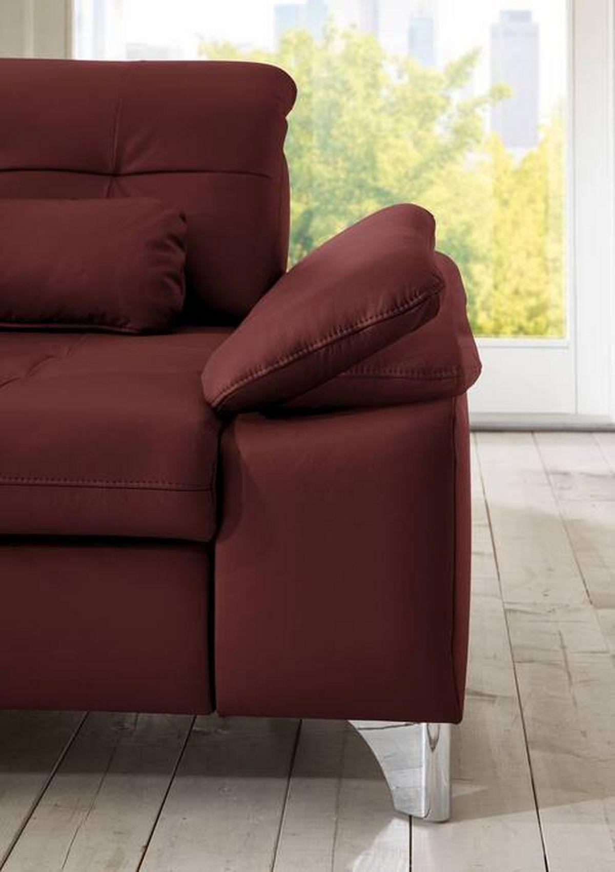 ECKSOFA in Echtleder Brombeere  - Brombeere, Basics, Leder/Metall (211/309cm) - Beldomo Speed