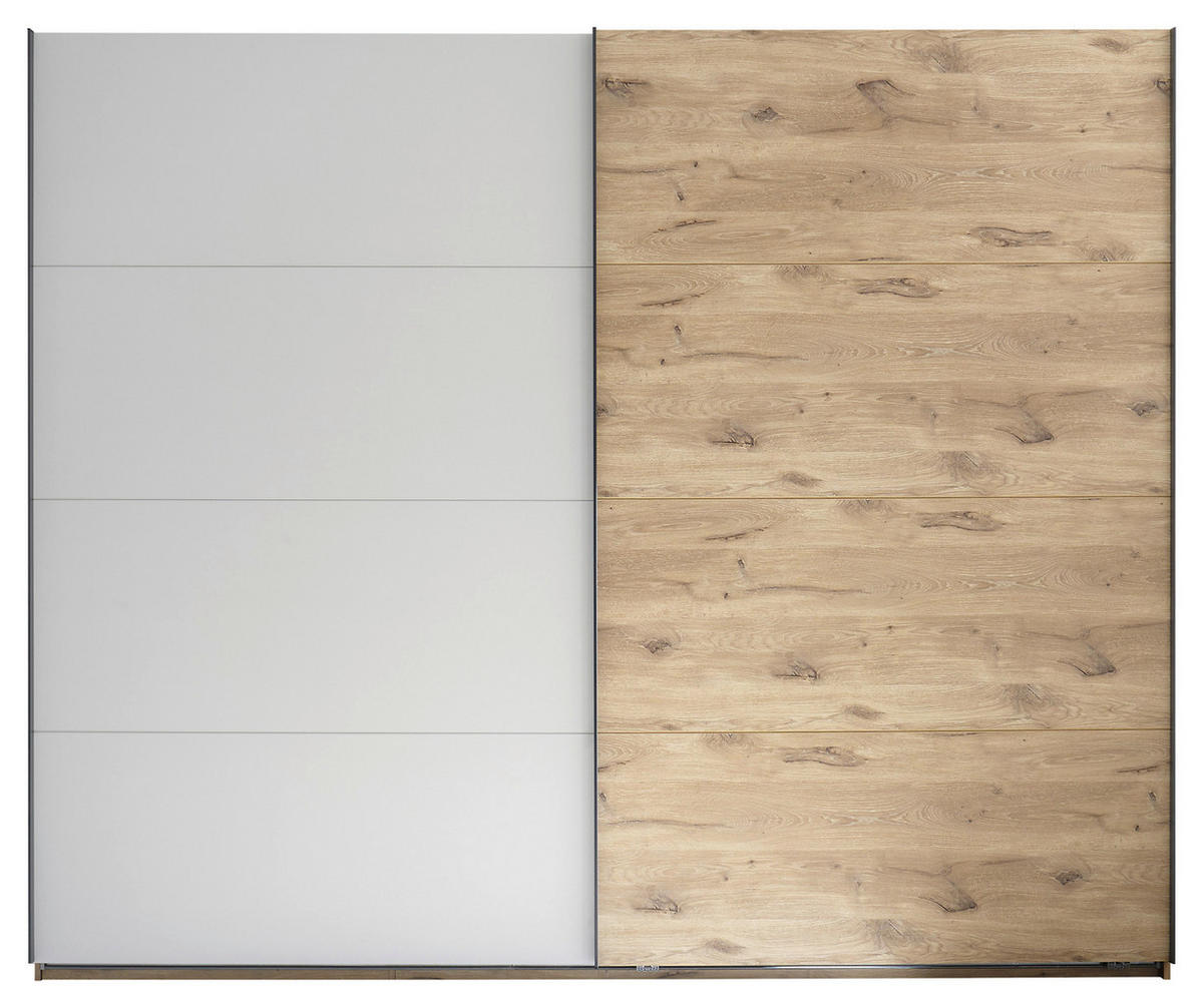 FÜGGESZTETT TOLÓAJTÓS SZEKRÉN tölgyfa, világosszürke  - világosszürke/tölgyfa, Basics, faalapú anyag/fém (270/225,5/60cm) - Venda