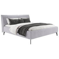 POLSTERBETT gepolstertes Kopfteil 160/200 cm  in Grau  - Schwarz/Grau, Design, Textil/Metall (160/200cm) - Lomoco