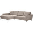 ECKSOFA Hellgrau Velours  - Hellgrau/Schwarz, Design, Textil/Metall (174/283cm) - Xora