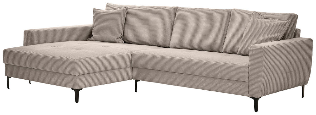 ECKSOFA in Cord Hellgrau  174/283 cm  - Hellgrau/Schwarz, Design, Textil/Metall (174/283cm) - Xora