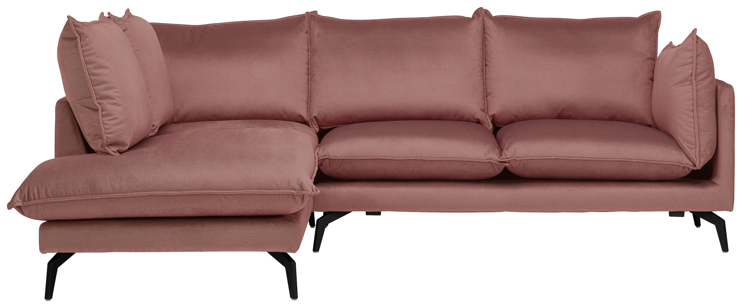 ECKSOFA in Samt Altrosa  - Schwarz/Altrosa, Design, Textil/Metall (200/241cm) - Carryhome