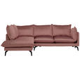 ECKSOFA in Samt Altrosa  - Schwarz/Altrosa, Design, Textil/Metall (200/241cm) - Carryhome