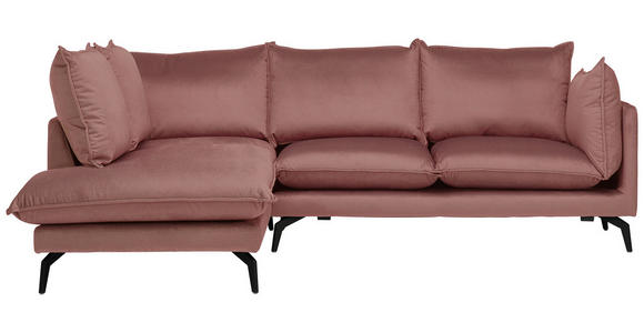 ECKSOFA in Samt Altrosa  - Schwarz/Altrosa, Design, Textil/Metall (200/241cm) - Carryhome