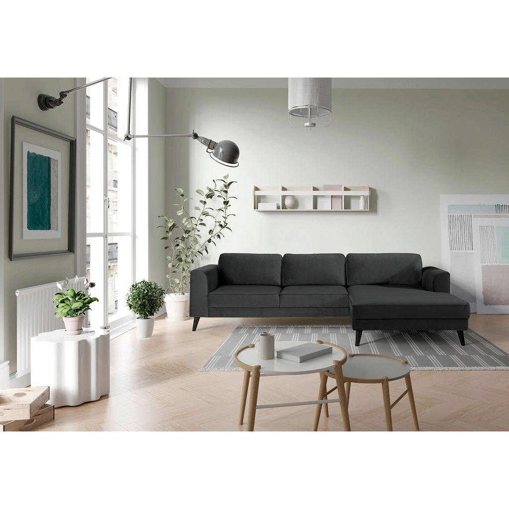 Thumbnail - Trendmanufaktur Ecksofa Lumber Jack, Anthrazit, Textil, Wenge, 4-Sitzer, Ottomane rechts, L-Form, 277x167 cm, Made in EU...