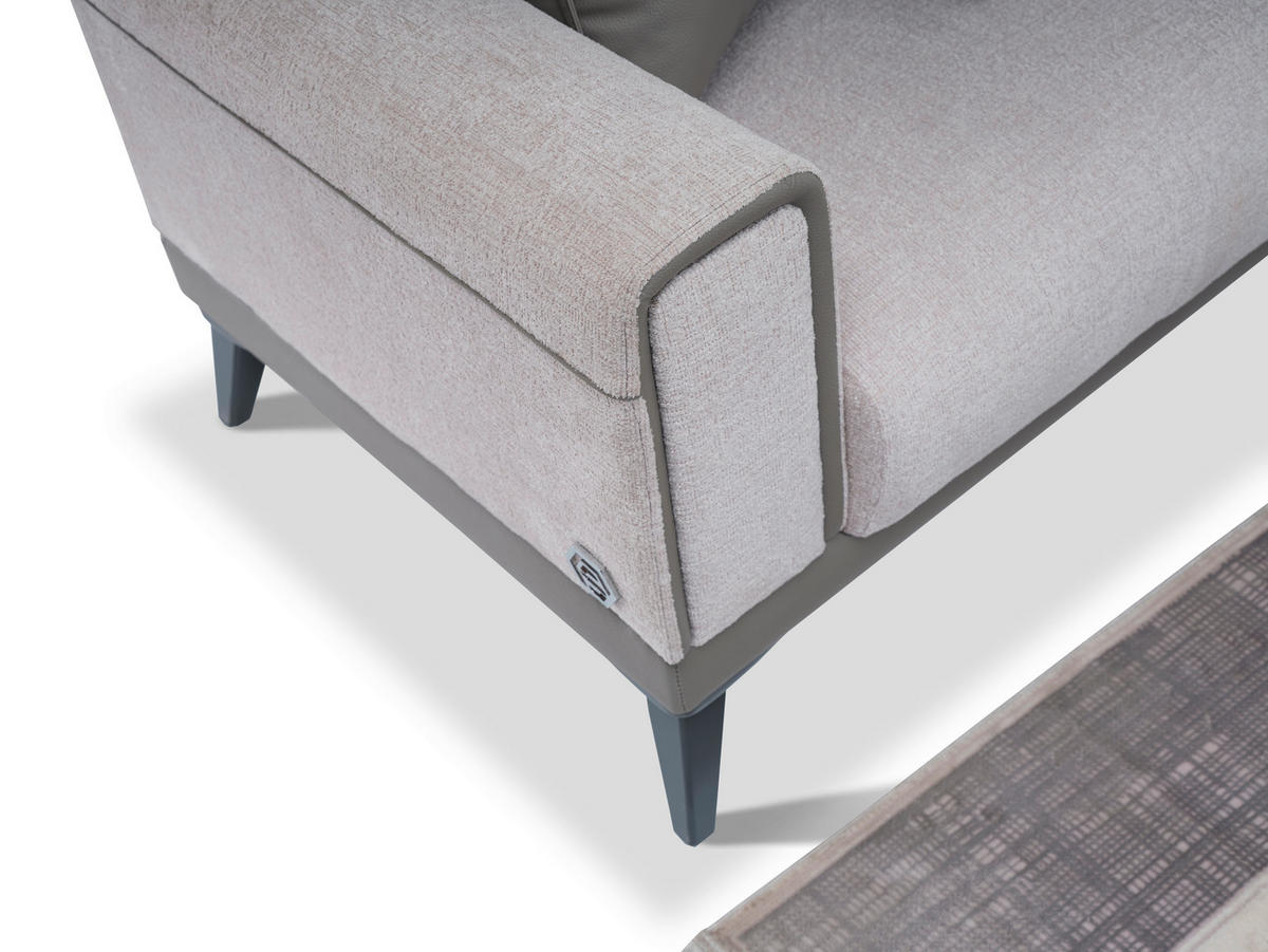 ECKSOFA in Bouclé Grau  315/256 cm  - Anthrazit/Grau, Design, Holz/Textil (315/256cm) - Livetastic