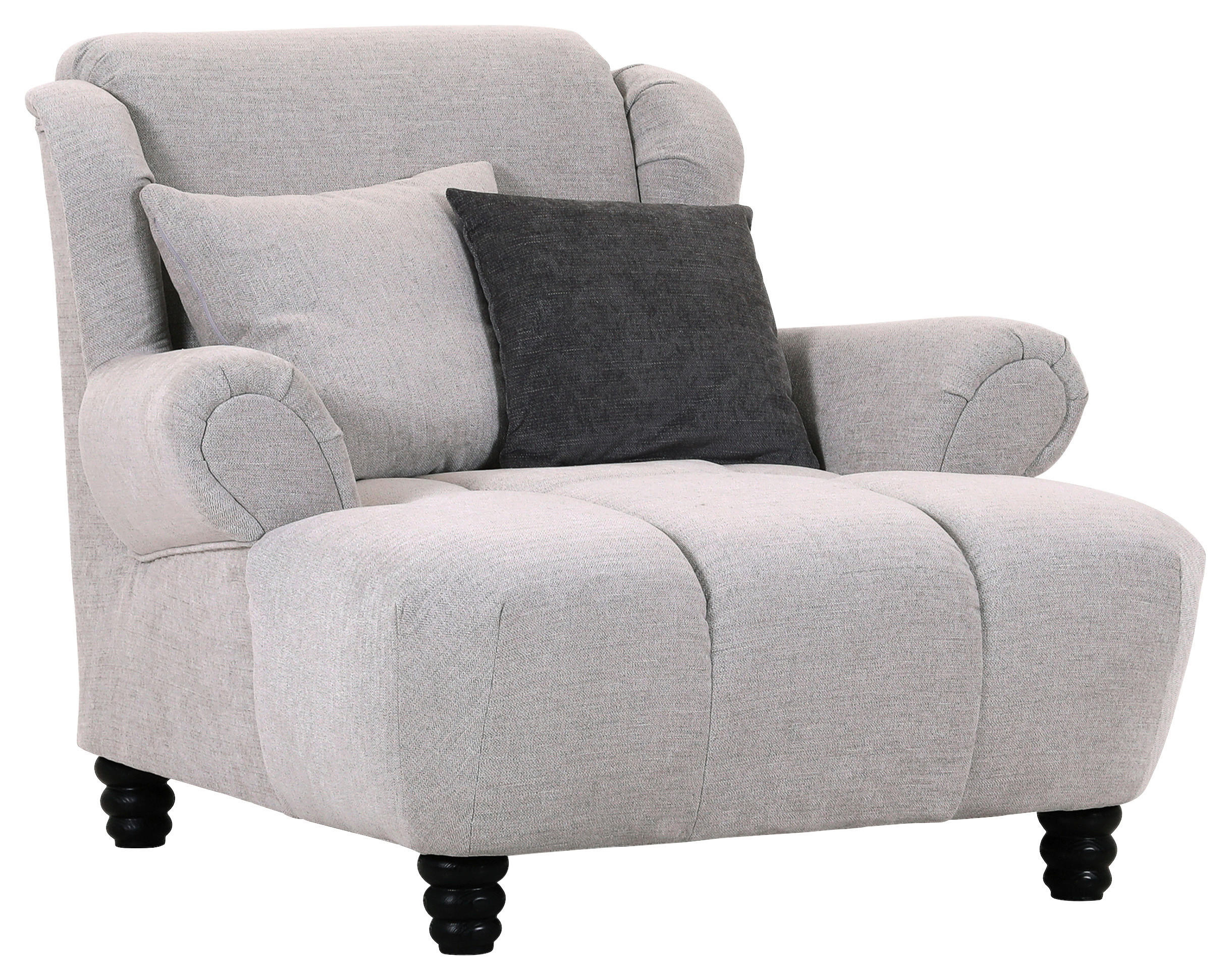 XXL-FÅTÖLJ i textil antracit, beige  - beige/svart, Klassisk, trä/textil (125/100/140cm) - MID.YOU