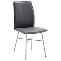 STUHL Echtleder Grau, Edelstahlfarben  - Edelstahlfarben/Grau, Design, Leder/Metall (46/93/57cm) - Dieter Knoll