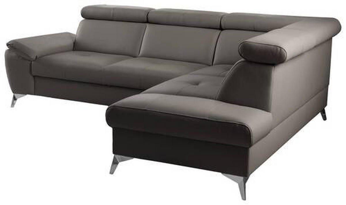 CANAPEA MODULARĂ piele nămol  - nămol/culoare crom, metal/piele (252/197cm) - Celina