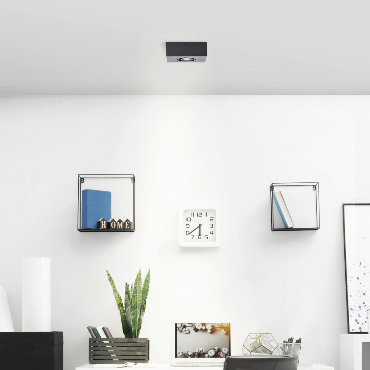 LED-DECKENLEUCHTE 20/9/15 cm   - Schwarz, KONVENTIONELL, Metall (20/9/15cm) - Brilliant