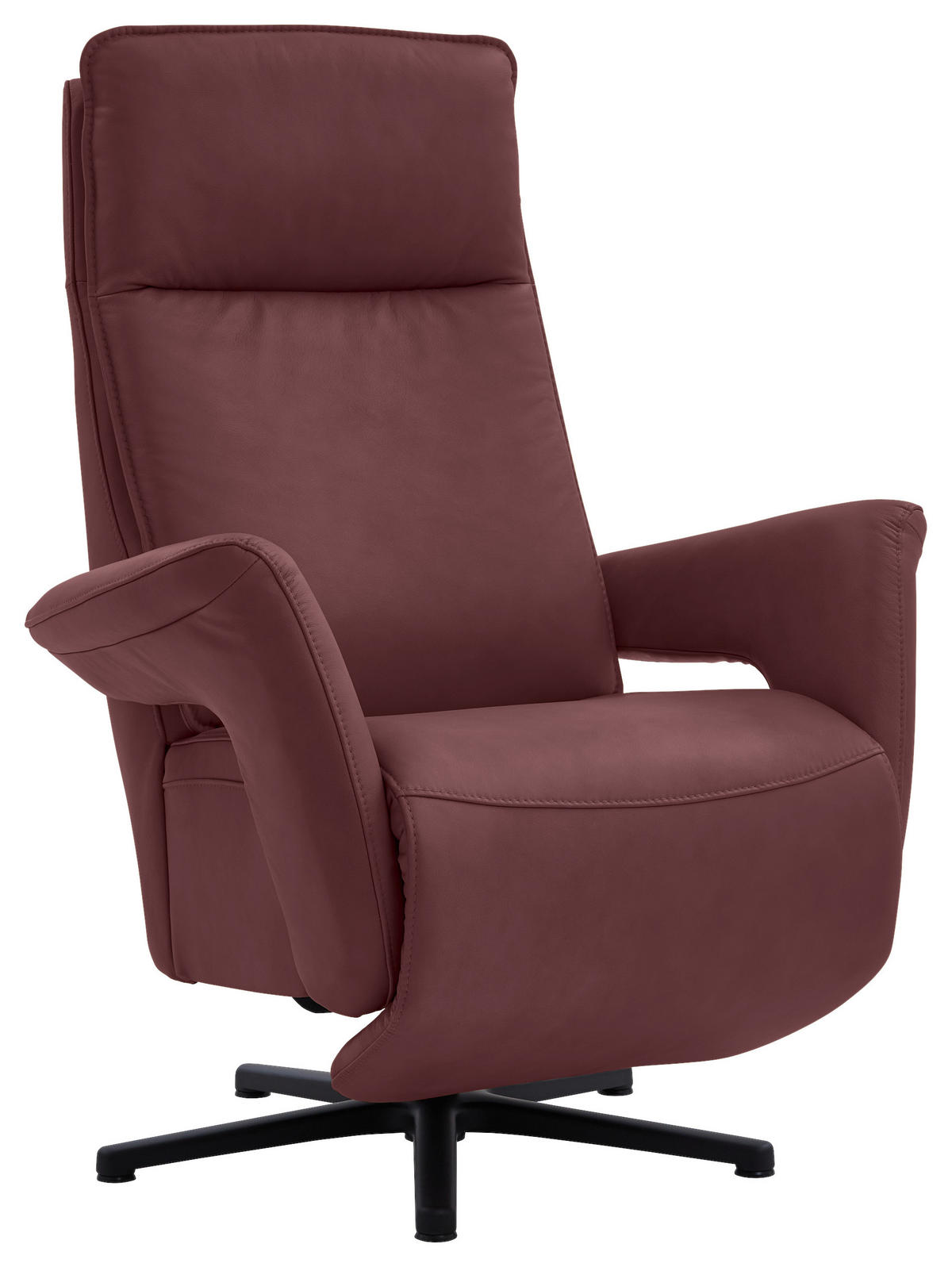 RELAXSESSEL in Leder Beere  - Beere/Schwarz, Design, Leder/Metall (83/112/87-174cm) - Valdera