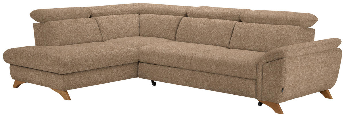 ECKSOFA in Bouclé Hellbraun  - Hellbraun/Eichefarben, Modern, Holz/Textil (212/287cm) - Valnatura