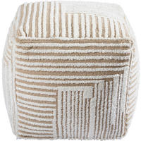 POUF Mikrofaser geometrisch Beige 45/45/45 cm  - Beige/Weiß, Trend, Textil (45/45/45cm) - Novel