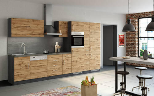 KÜCHENLEERBLOCK in - Eichefarben/Anthrazit, MODERN (360/200/60cm) - Held