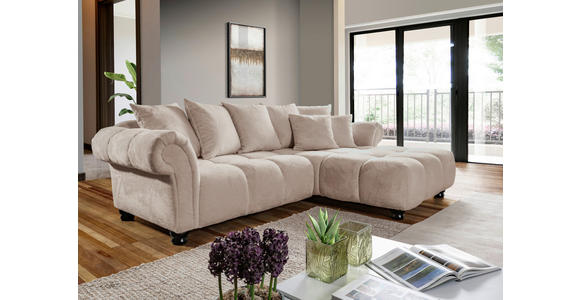 ECKSOFA  in Plüsch Beige  288/190 cm  - Dunkelbraun/Beige, KONVENTIONELL, Holz/Textil (288/190cm) - Carryhome