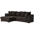 ECKSOFA in Cord Dunkelbraun  - Dunkelbraun/Schwarz, Design, Kunststoff/Textil (174/259cm) - Cantus