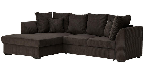 ECKSOFA in Cord Dunkelbraun  - Dunkelbraun/Schwarz, Design, Kunststoff/Textil (174/259cm) - Cantus