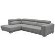 ECKSOFA in Mikrofaser Hellgrau  - Chromfarben/Hellgrau, Design, Textil/Metall (207/301cm) - Xora