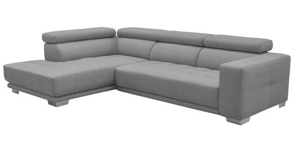 ECKSOFA in Mikrofaser Hellgrau  - Chromfarben/Hellgrau, Design, Textil/Metall (207/301cm) - Xora