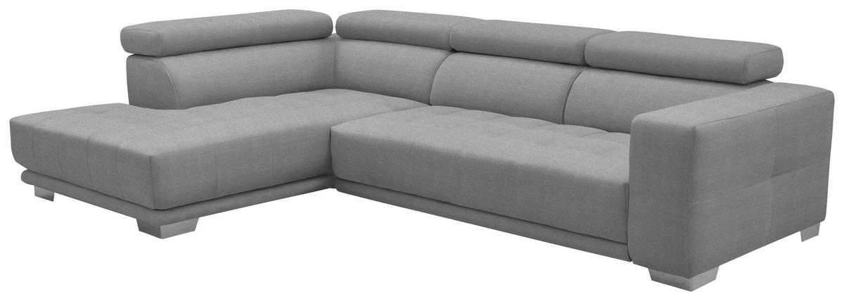 ECKSOFA in Mikrofaser Hellgrau  - Chromfarben/Hellgrau, Design, Textil/Metall (207/301cm) - Xora