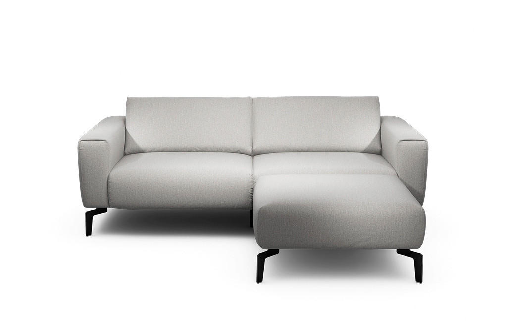 2,5-Sitzer inkl. Hocker Chenille Hellgrau  - Hellgrau/Schwarz, Design, Textil/Metall (220/86/86-94cm) - SENSOO