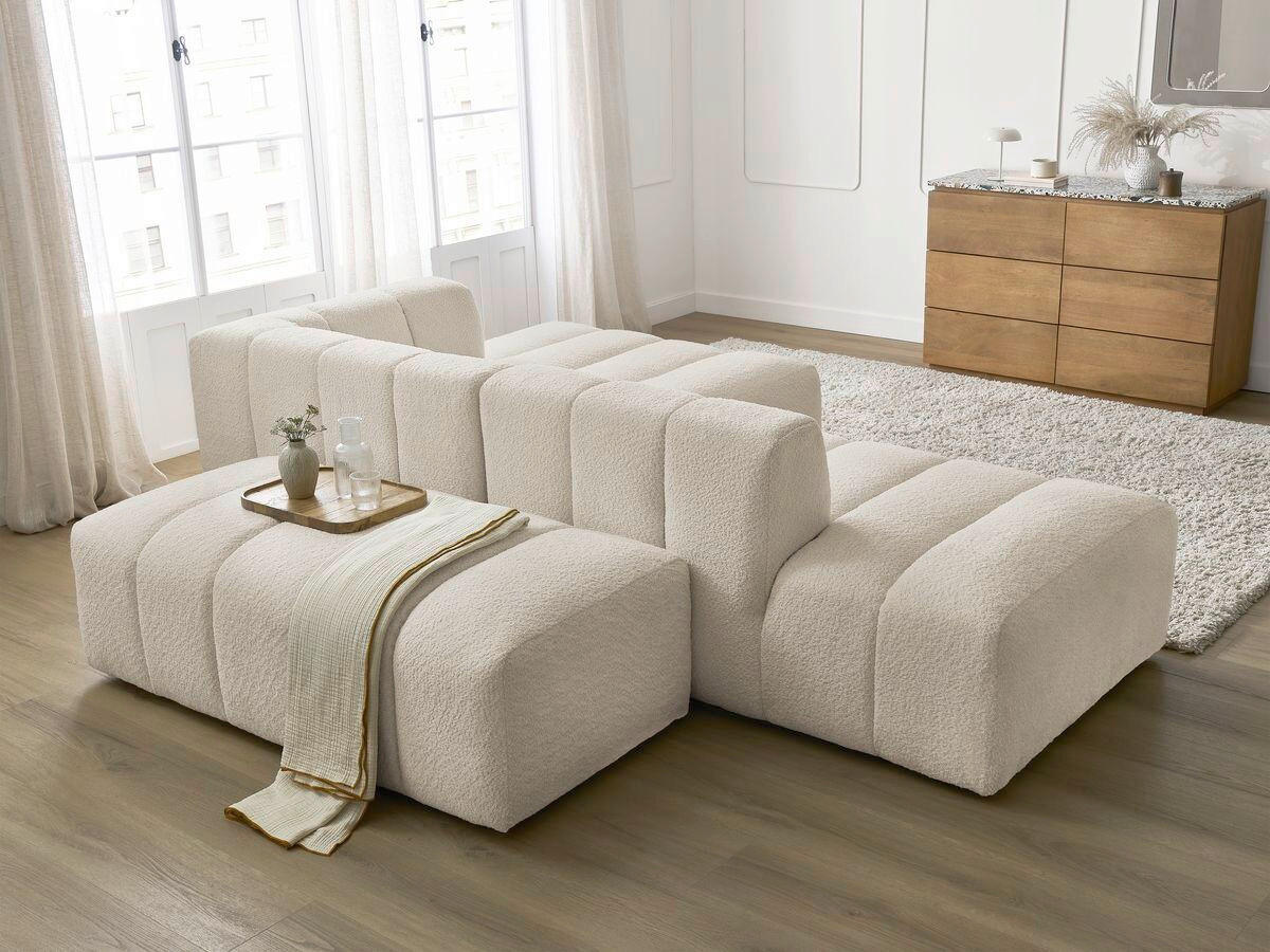 ECKSOFA  ANNECY Beige Bouclé  - Beige/Schwarz, MODERN, Kunststoff/Textil (262/170cm)