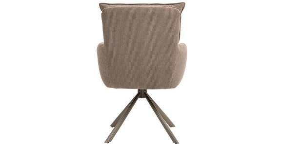 ARMLEHNSTUHL  Sitzfläche 180° drehbar, automatische Rückholfunktion Feincord  - Braun, Design, Textil/Metall (61/95/67cm) - Novel