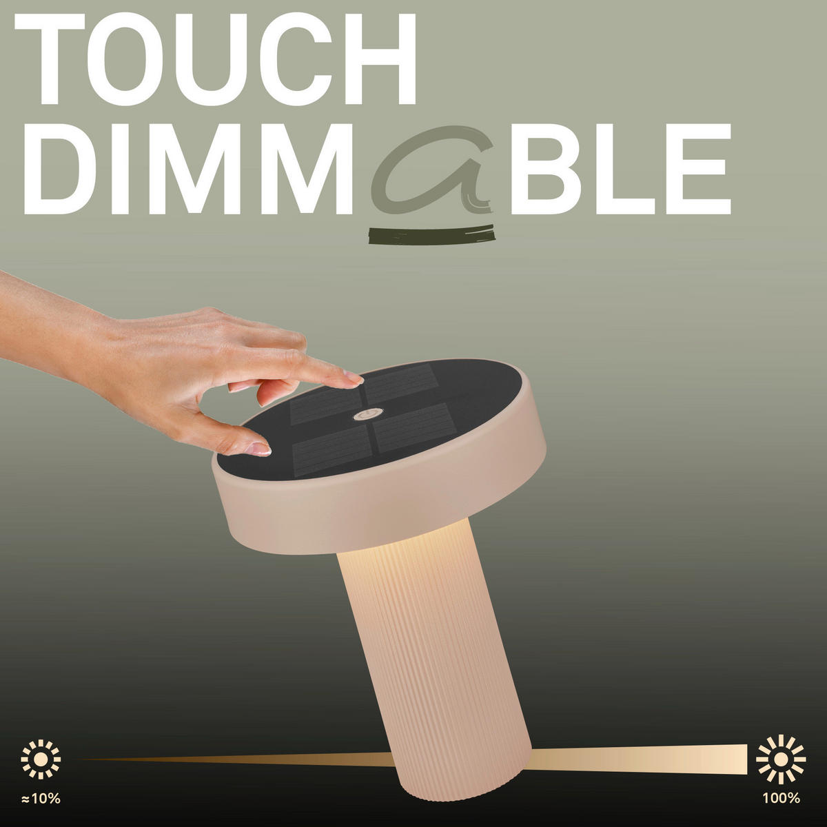 AKKU-TISCHLEUCHTE 16/20 cm  - Beige, Design, Kunststoff (16/20cm)