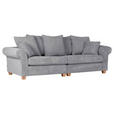 BIGSOFA in Cord Hellgrau  - Eichefarben/Hellgrau, LIFESTYLE, Holz/Textil (264/70/111cm) - Landscape