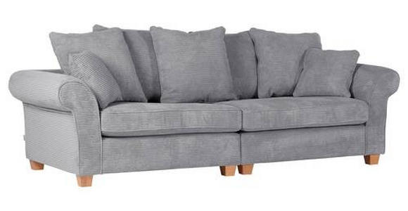 BIGSOFA in Cord Hellgrau  - Eichefarben/Hellgrau, LIFESTYLE, Holz/Textil (264/70/111cm) - Landscape