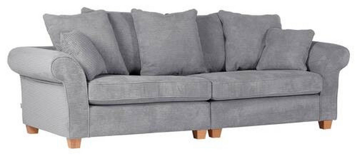 BIG SOFFA i manchester ljusgrå  - ljusgrå/ekfärgad, Lifestyle, trä/textil (264/70/111cm) - Livetastic