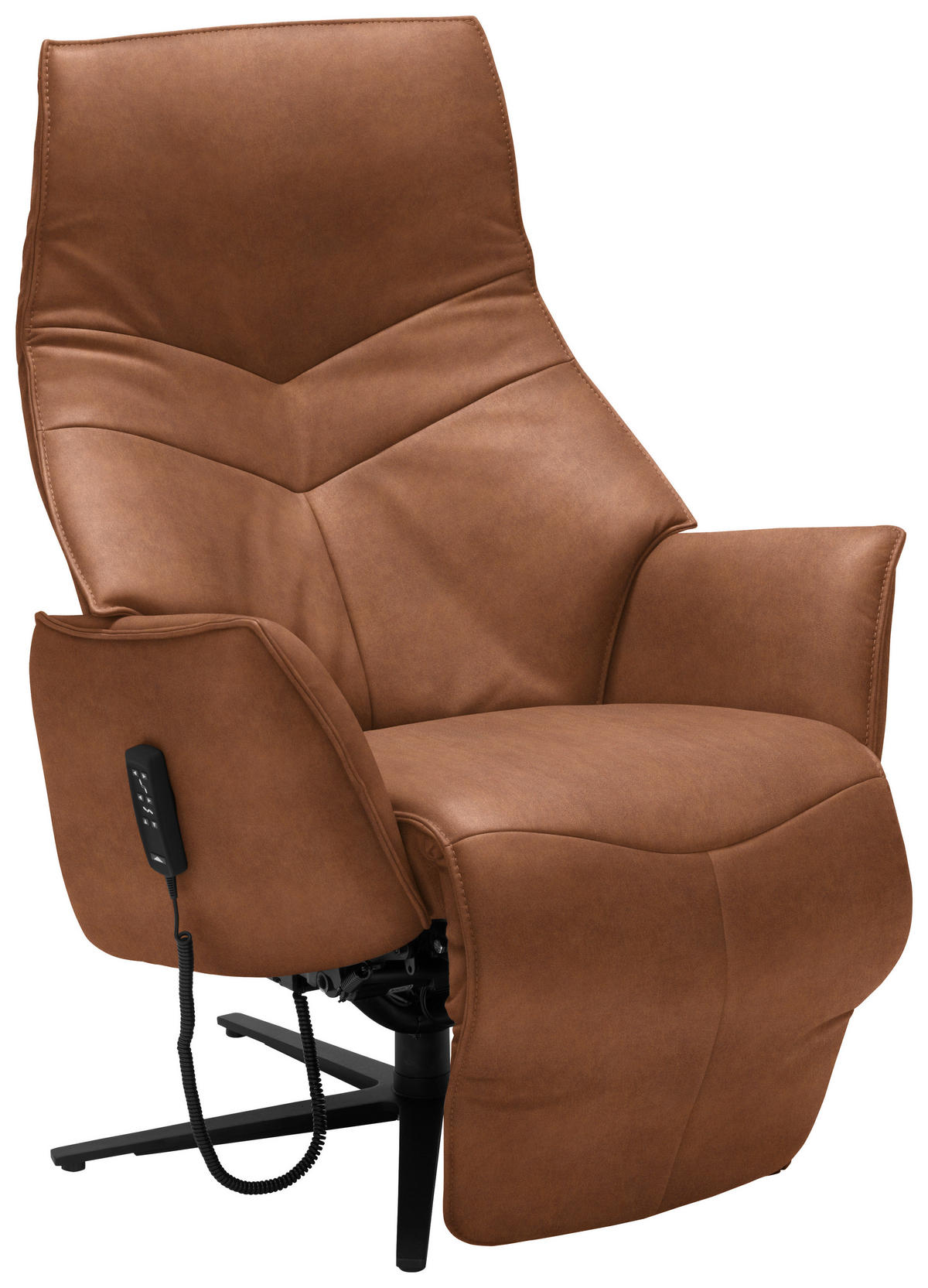 RELAXSESSEL Lederlook Kopfteilverstellung, Fußteilverstellung    - Hellbraun/Anthrazit, Design, Textil/Metall (74/113/84cm) - Himolla
