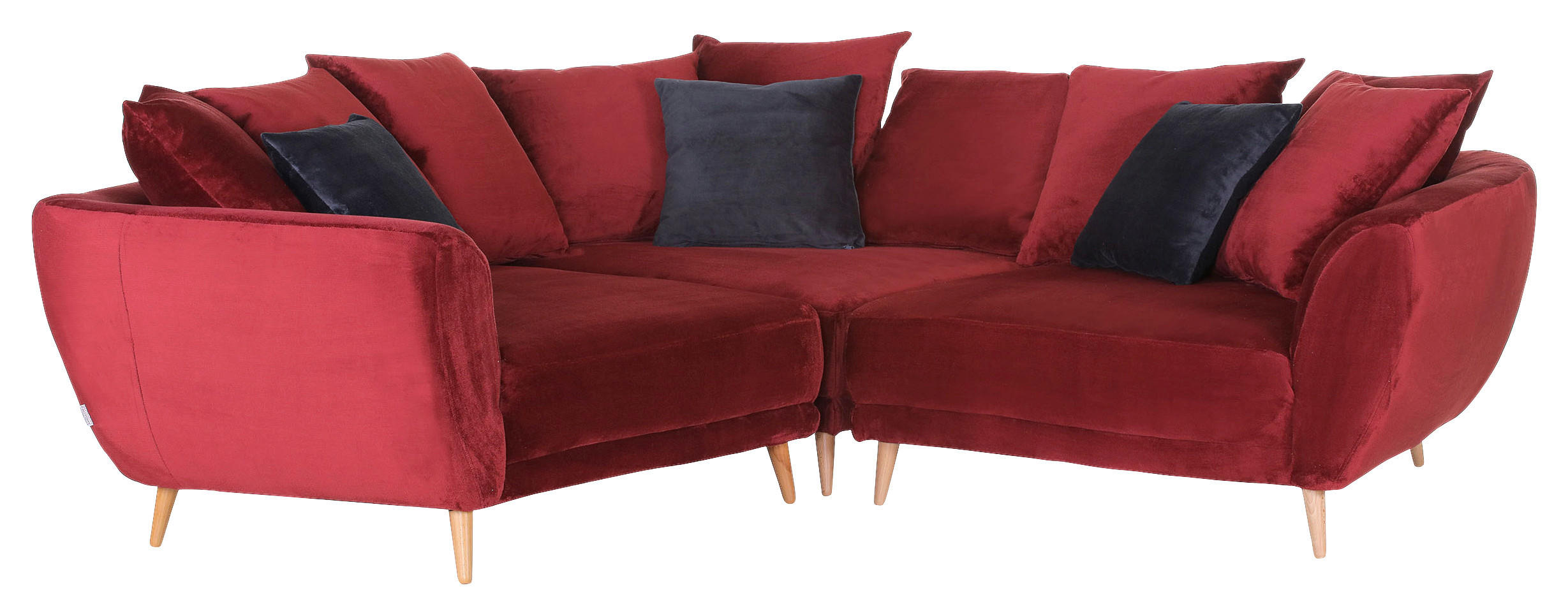 ECKSOFA Rot Flachgewebe  - Dunkelgrau/Rot, KONVENTIONELL, Holz/Textil (310/310cm) - Livetastic