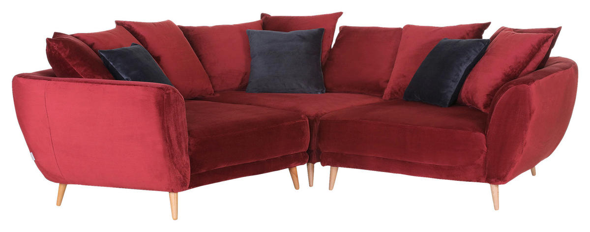 ECKSOFA Rot Flachgewebe  - Dunkelgrau/Rot, KONVENTIONELL, Holz/Textil (310/310cm) - Livetastic