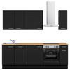 KÜCHENBLOCK 240 cm   in Schwarz, Eichefarben  - Edelstahlfarben/Eichefarben, MODERN, Holzwerkstoff/Metall (240cm) - Nobilia