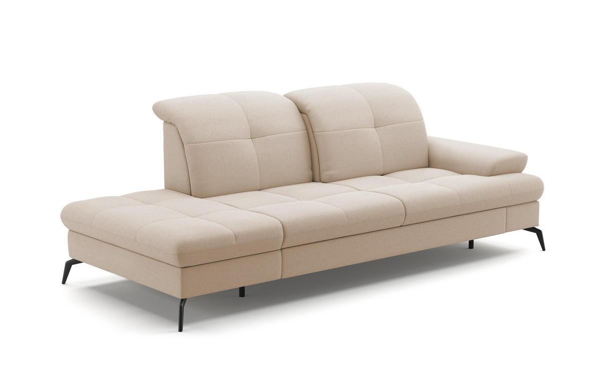 RÉCAMIERE Creme Flachgewebe  - Creme/Schwarz, KONVENTIONELL, Textil/Metall (231/90/122cm) - Sit & More