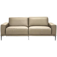 2,5-SITZER Echtleder Greige  - Greige/Schwarz, Design, Leder/Metall (200/102/92cm) - Johann Jakob