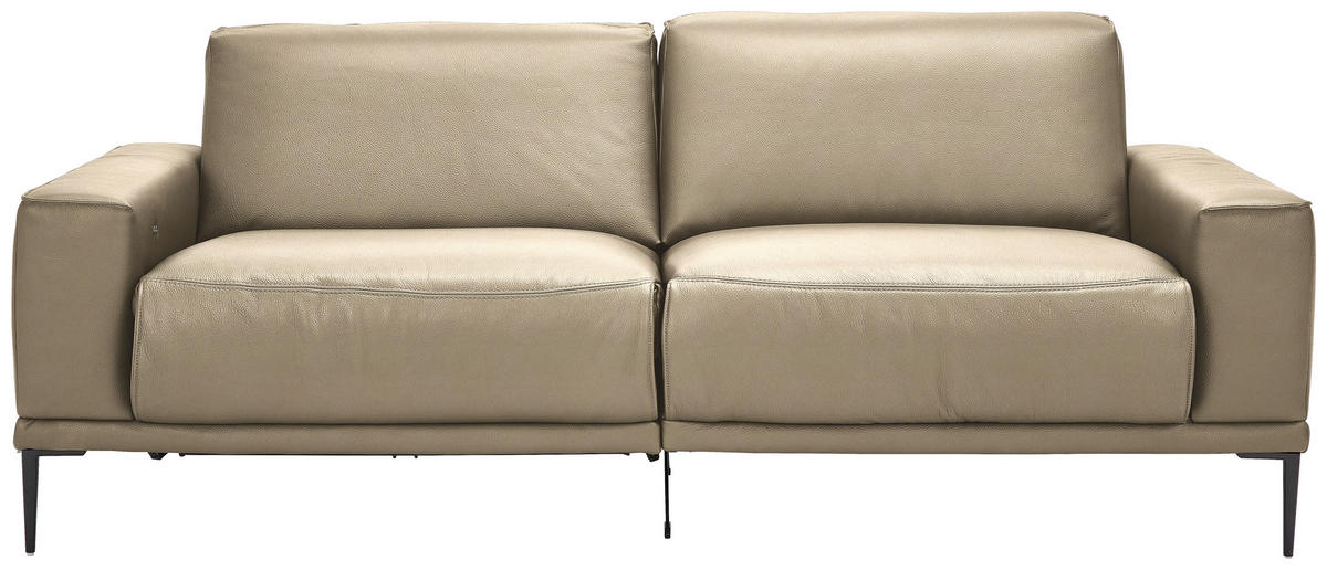 2,5-SITZER Echtleder Greige  - Greige/Schwarz, Design, Leder/Metall (200/102/92cm) - Johann Jakob