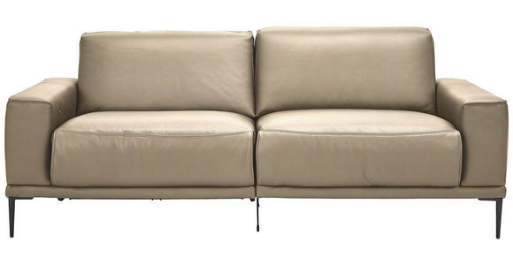 2,5-SITZER  in Echtleder Greige   - Greige/Schwarz, Design, Leder/Metall (200/102/92cm) - Johann Jakob