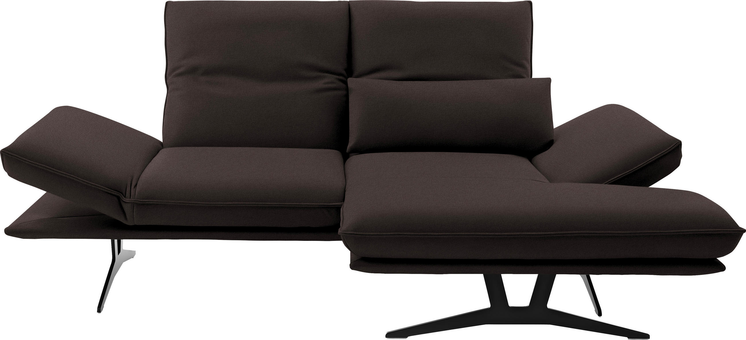 ECKSOFA in Echtleder Braun  - Schwarz/Braun, Design, Leder/Metall (210/130cm) - Dieter Knoll