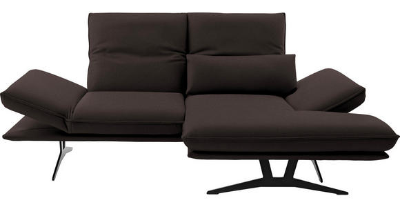 ECKSOFA in Echtleder Braun  - Schwarz/Braun, Design, Leder/Metall (210/130cm) - Dieter Knoll