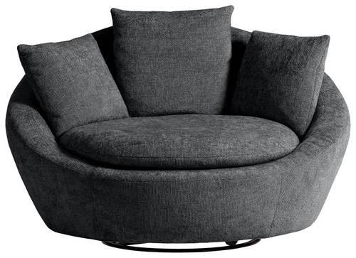 SESSEL in Chenille, Webstoff Anthrazit  - Anthrazit/Silberfarben, Modern, Kunststoff/Textil (130/80/112cm) - Trendmanufaktur