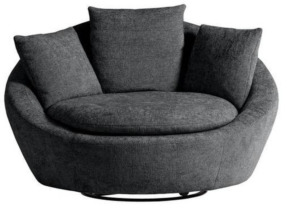 SESSEL in Chenille, Webstoff Anthrazit  - Anthrazit/Silberfarben, Modern, Kunststoff/Textil (130/80/112cm) - Trendmanufaktur