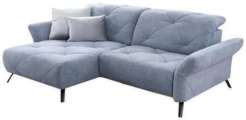 ECKSOFA in Webstoff Blau  - Blau/Schwarz, Design, Textil/Metall (173/244cm) - Moderano