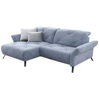 ECKSOFA in Webstoff Blau  - Blau/Schwarz, Design, Textil/Metall (173/244cm) - Moderano