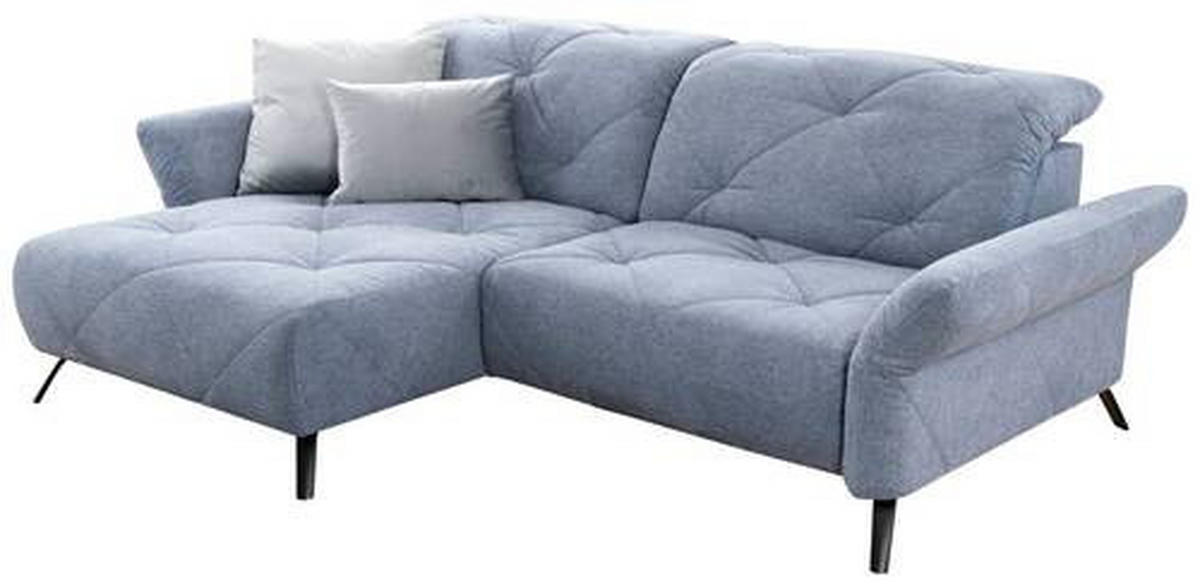 ECKSOFA in Webstoff Blau  - Blau/Schwarz, Design, Textil/Metall (173/244cm) - Moderano